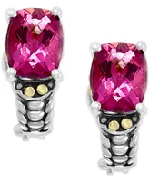 Effy Pink Topaz Omega Back Earrings (7-1/6 ct. t.w.) in Sterling Silver & 18k Gold