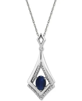 Blue Sapphire (1 ct. t.w.) & Diamond Accent 18" Pendant Necklace in Sterling Silver (Also in Emerald & Ruby)