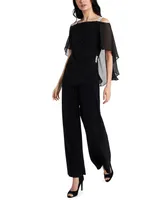 Msk Side-Draped Cold-Shoulder Jumpsuit