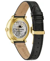 Bulova Men's Frank Sinatra Brown Leather Strap Watch 40mm - Silver