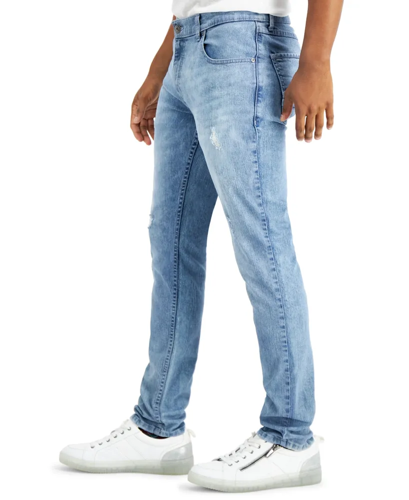 I.n.c. International Concepts Men's Light Wash Skinny Ripped Jeans, Created for Macy's