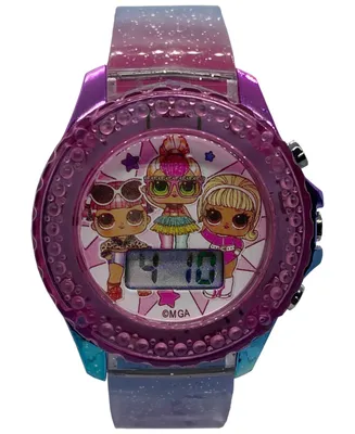 Accutime Kid's Lol Surprise Digital Rainbow Glitter Silicone Strap Watch 34mm