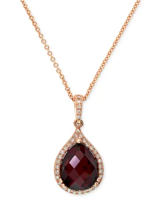 Merlot by Effy Garnet (4-1/5 ct. t.w.) and Diamond (1/8 ct. t.w.) Pear Pendant in 14k Rose Gold