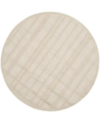 Martha Stewart Collection Freehand Stripe MSR4619B Tan 4' x 4' Round Area Rug