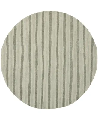 Martha Stewart Collection Hand Drawn Stripe MSR3619A Gray 6' x 6' Round Area Rug
