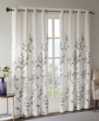 Cecily Burnout Printed Sheer Window Curtain, 84 inches long Single Sheer Curtain Panel, Width 50 curtains sheer for Bedroom and Living Room, Easy To H