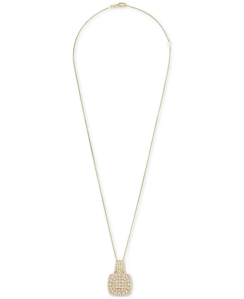 Wrapped in Love Diamond Cushion Cluster 18" Pendant Necklace (1 ct. t.w.) in 14k Gold, Created for Macy's