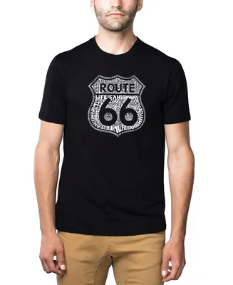 La Pop Art Men's Premium Word - Route 66 Life Is A Highway T-shirt