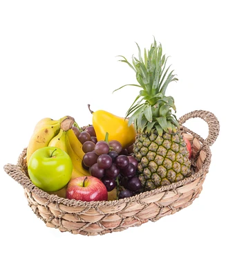Vintiquewise Seagrass Fruit Bread Basket Tray with Handles