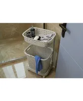 Vintiquewise 2 Tier Plastic Laundry Basket with Wheels