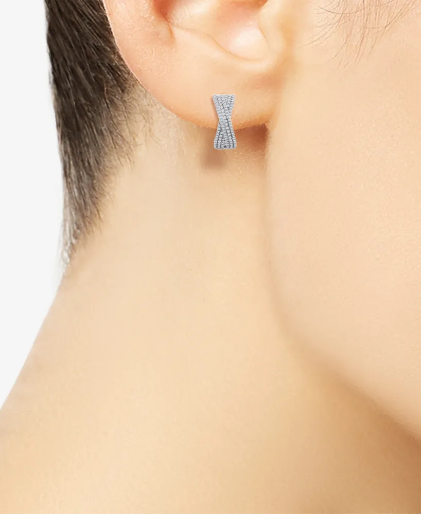 Wrapped in Love Diamond Crossover Oval Hoop Earrings (1 ct. t.w.) in Sterling Silver, Created for Macy's