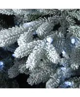 National Tree 7.5' Feel Real Snowy Hamilton Spruce Hinged Tree with 750 Cool White Led Lights