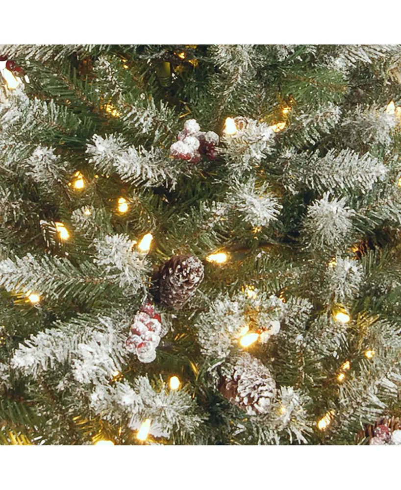 National Tree 4 .5' Dunhill Fir Tree with Snow, Red Berries, Cones & 450 Clear Lights