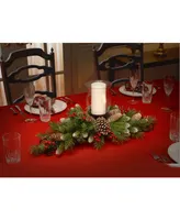 National Tree Company 30" Frosted Berry Centerpiece with 1 Candle Holder & Glass Hurricane