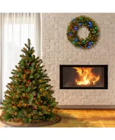 National Tree 4.5' "Feel Real" Downswept Douglas Fir Hinged Tree with 450 Multi Lights