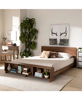 Regina Modern Full Size Platform Storage Bed with Built-in Shelves