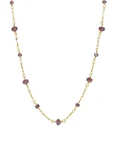2028 Women's Gold Tone Purple Beaded Chain Necklace