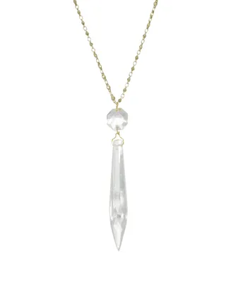 2028 Women's Gold Tone Clear Crystal Icicle Necklace