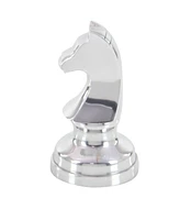 CosmoLiving by Cosmopolitan Set of 3 Silver Aluminum Traditional Chess Sculpture, 4" x 9"
