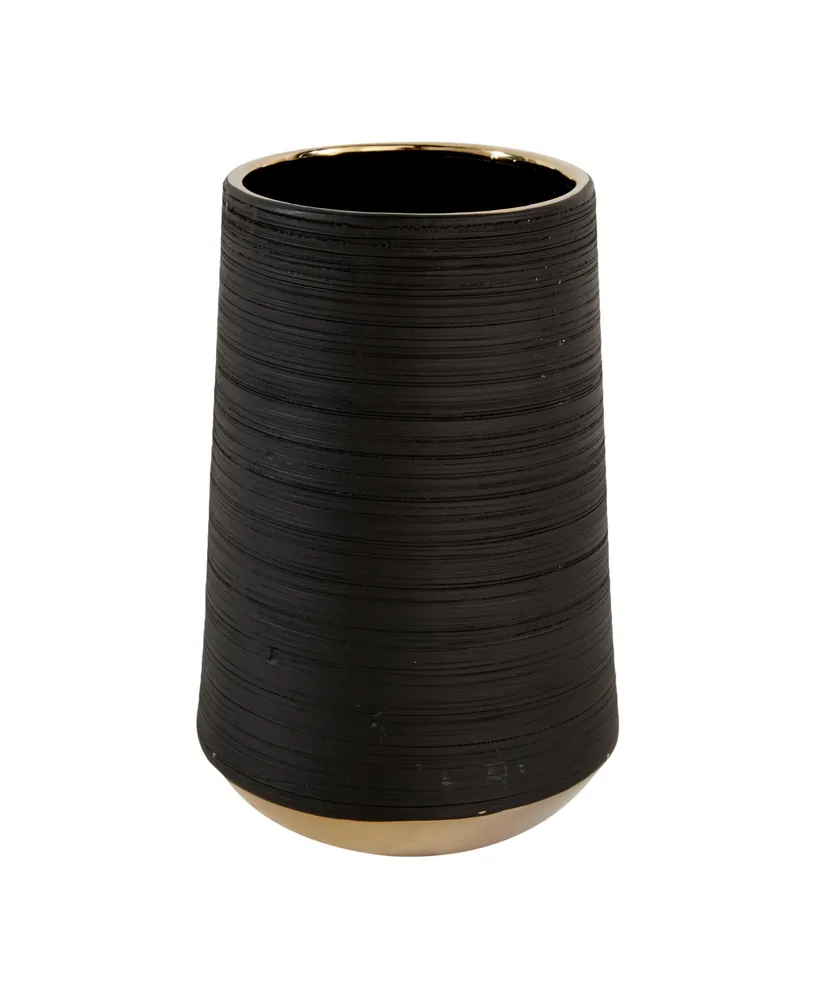 CosmoLiving by Cosmopolitan Black Porcelain Glam Vase, 5" x 8"