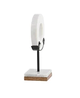 Natural Wood and Marble Modern Sculpture Table Decor