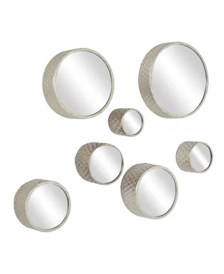 CosmopolitanLiving, Round Hammered Metal Decorative Wall Mirrors, Set of 7 - Silver