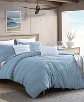 Swift Home Lush Moselle Cotton Ruched Waffle Weave Piece Duvet Cover Set