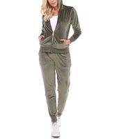 White Mark Women's Velour Tracksuit Loungewear 2pc Set