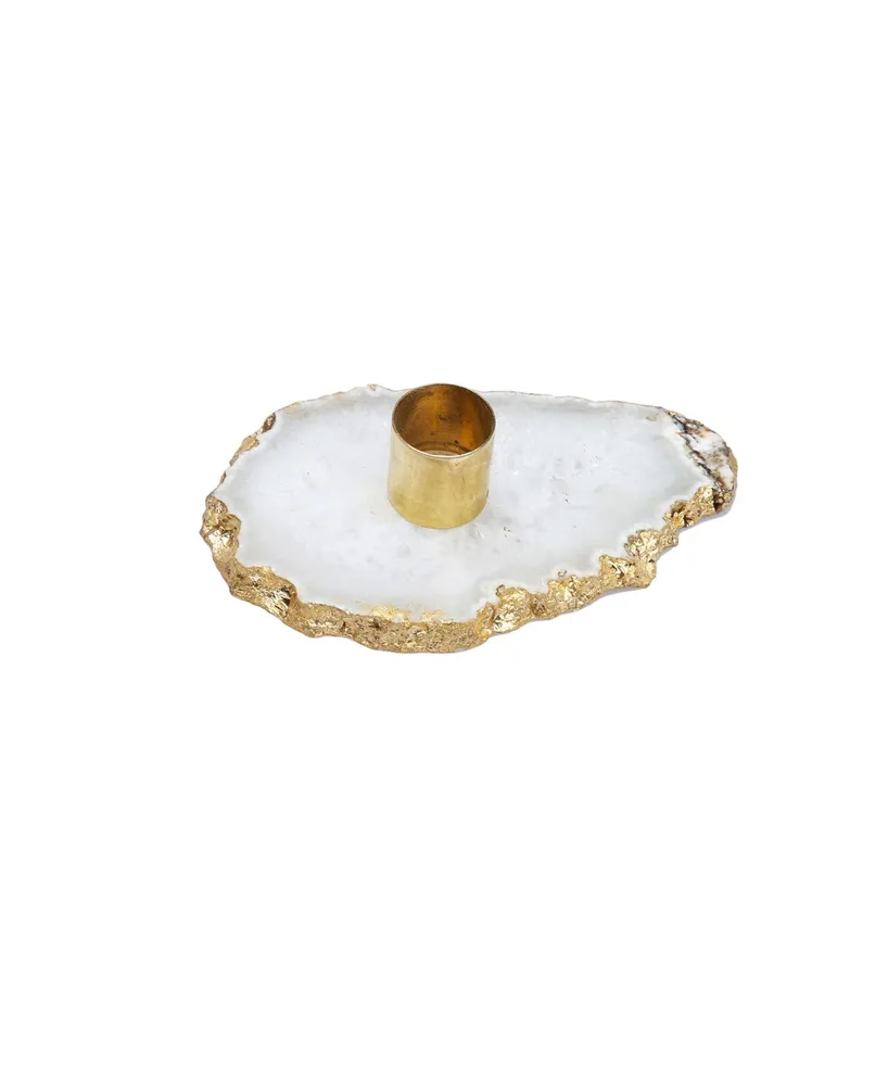 Flat Agate Stone Candle Holder