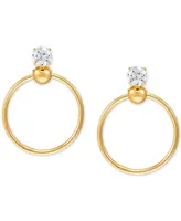 Cubic Zirconia Doorknocker Drop Earrings in 14k Gold