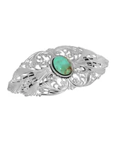 Women's Silver-Tone Oval Stone Large Hair Barrette