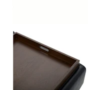 Jollene Leather Ottoman with Wood Trays, Created for Macy's