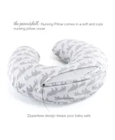 The Peanutshell Nursing Pillow for Breastfeeding, Gray and White Elephant