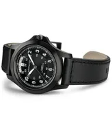 Hamilton Men's Swiss Automatic Khaki Field King Black Leather Strap Watch 40mm