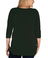 Women's Plus Size Criss Cross Detail Tunic Top