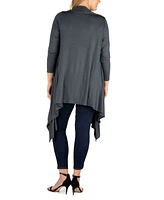 Women's Plus Size Extra Long Open Front Cardigan