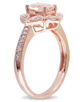 Morganite and Diamond Vintage-inspired Floral Halo Ring