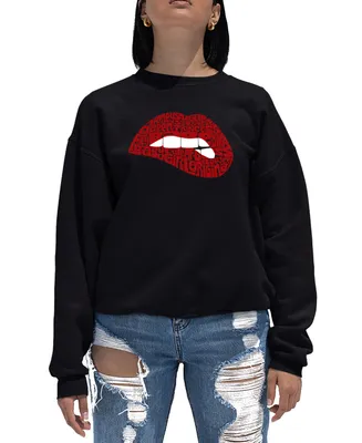 Women's Word Art Crewneck Savage Lips Sweatshirt