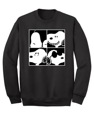 Men's Snoopy 4 Squared Faces Crew Fleece Sweatshirt