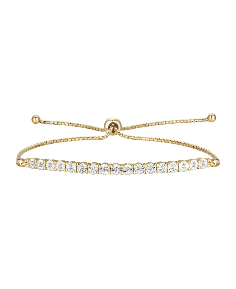 Diamond Bolo Bracelet (1/10 ct. t.w.) Sterling Silver, 14k Gold-Plated Silver or Rose