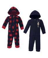 Hudson Baby Girls Fleece Jumpsuits, Coveralls, and Playsuits 2pk, Scottie Dog