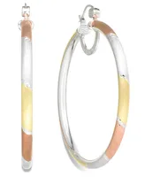 Simone I. Smith Platinum, 18k Rose Gold and 18k Gold over Sterling Silver Earrings, Extra-Large Tri