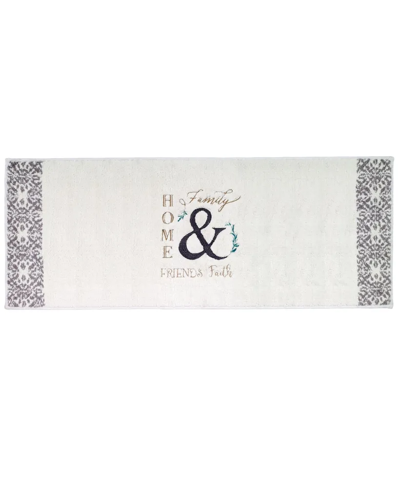 Avanti Modern Farmhouse Embroidered Cotton Bath Rug, 24" x 60"