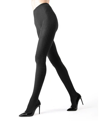 MeMoi Women's Portland Side Cable Knit Sweater Tights