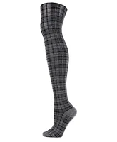 MeMoi Women's Faded Plaid Patterned Sweater Tights