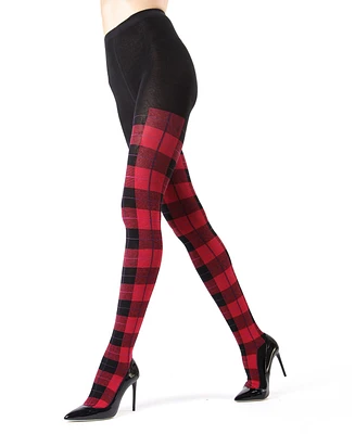 MeMoi Women's Glasgow Large Tartan Plaid Sweater Tights