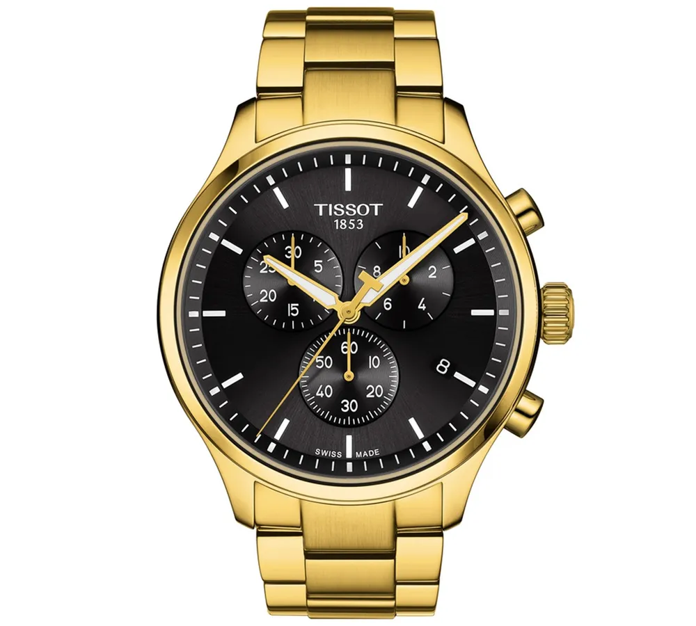 Tissot Men's Swiss Chronograph Chrono Xl Classic Gold-Tone Stainless Steel Bracelet Watch 45mm