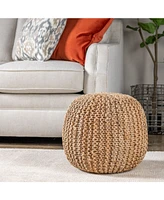Holly Cotton and Jute Pouf or Ottoman