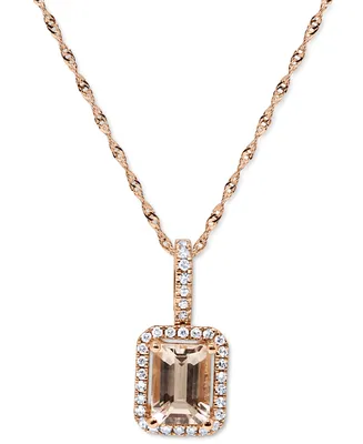 Morganite (7/8 ct. t.w.) & Diamond (1/4 ct. t.w.) 18" Pendant Necklace in 14k Rose Gold