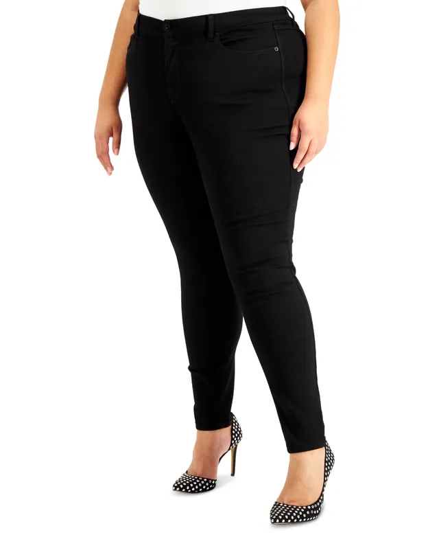 Black Grommet Zipper Super Skinny Jeans Plus Size